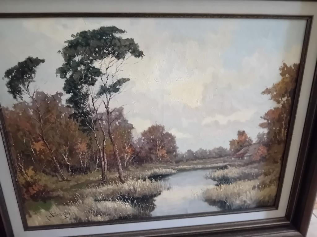 Prachtig Schilderij J.D. Uittenbogaard - Hollands Landschap, Antiek en Kunst, Kunst | Schilderijen | Klassiek, Ophalen