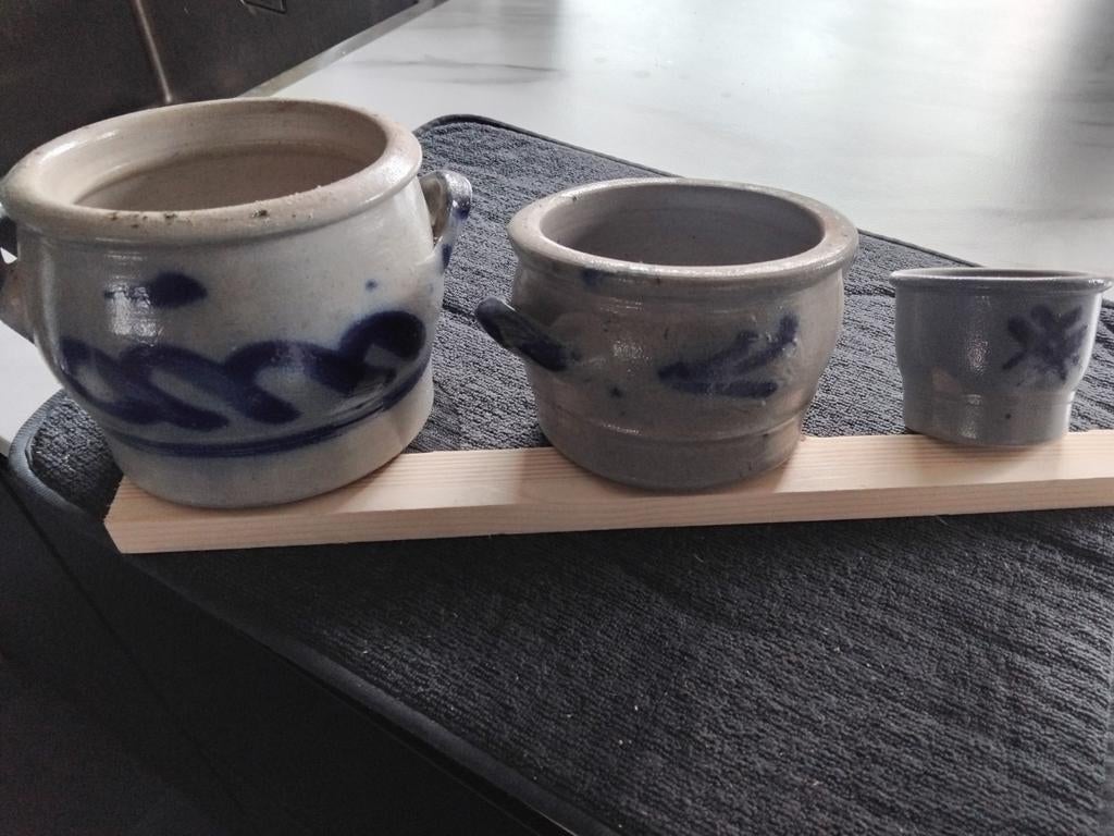 Keulse potjes grijs met blauw, Ophalen, Kunststof, Rond, Minder dan 40 cm