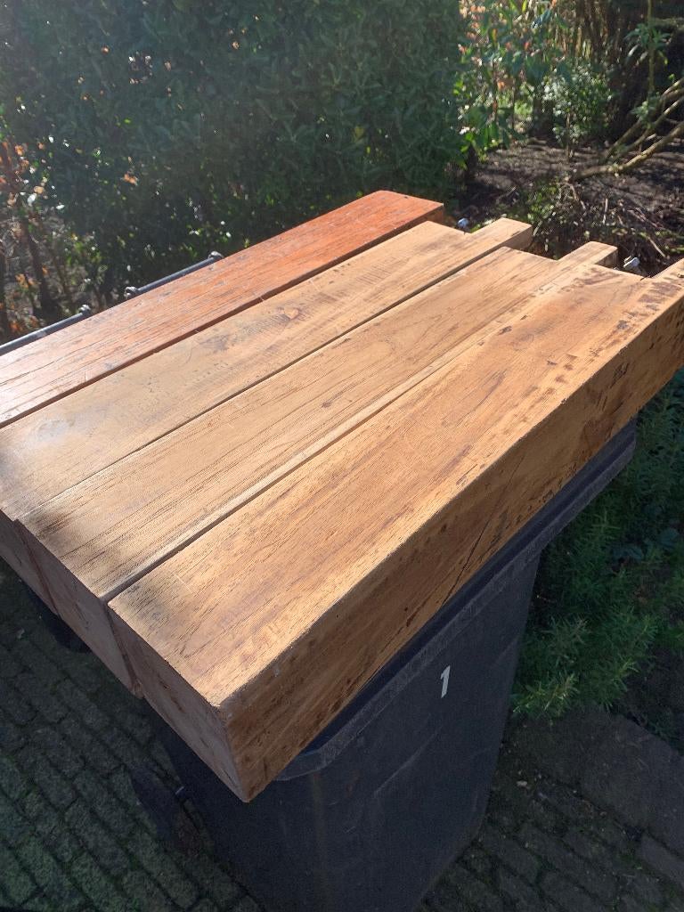 Eetkamertafel poten Teak en Eiken, Doe-het-zelf en Verbouw, Hout en Planken, Eiken, Ophalen of Verzenden, Zo goed als nieuw, 50 mm of meer