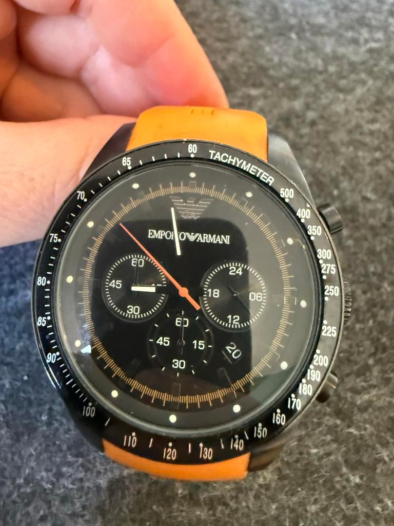 Emporio Armani Sportivo Chronograaf Horloge AR5987, Overige merken, Gebruikt, Staal, Polshorloge