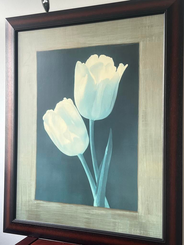 Ingelijste kunstprint met witte tulpen, Ophalen of Verzenden