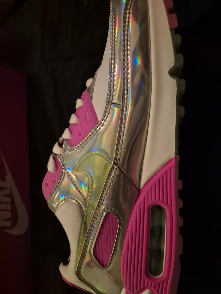 Nike Air Max 90 Holografische Sneakers Roze/Zilver, Nike, Nieuw, Ophalen of Verzenden, Sneakers of Gympen