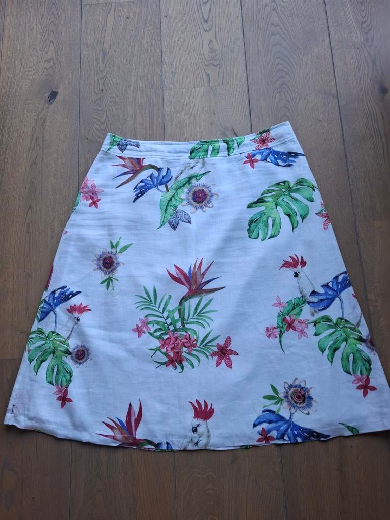 Gerry Weber rok wit met kaketoe en passiflorabloem, Kleding | Dames, Gerry weber, Ophalen of Verzenden, Zo goed als nieuw, Wit