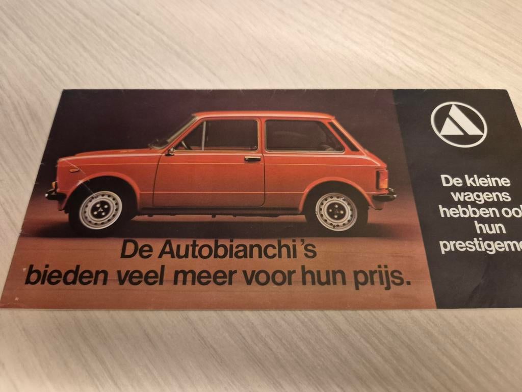 Jaren 70 Nederlands Autobianchi A112 folder óók Abarth izgst, Ophalen of Verzenden, Zo goed als nieuw, Overige merken