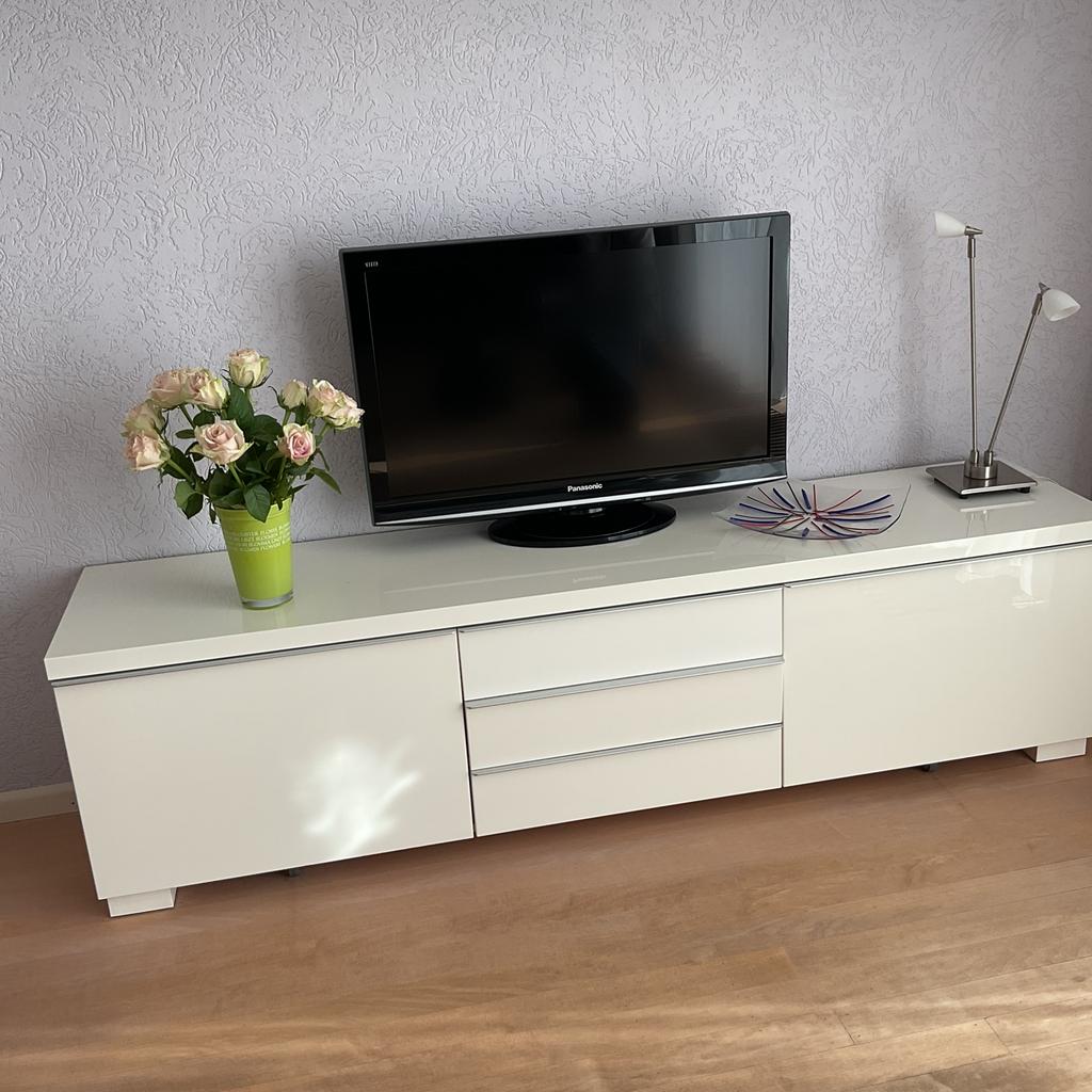 Witte tv kast met bovenkast, Huis en Inrichting, 150 tot 200 cm, Ophalen of Verzenden, Zo goed als nieuw, Minder dan 100 cm