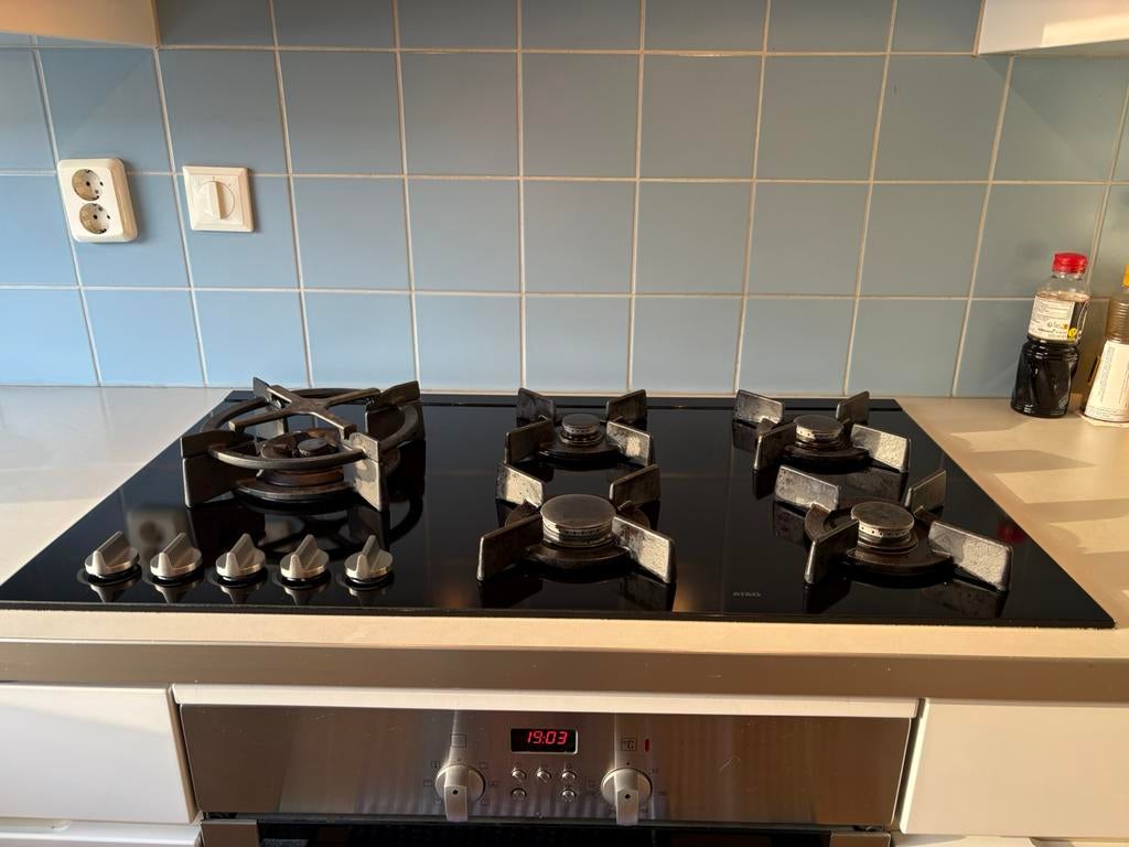 Mooie Atag gaskookplaat 90cm, Ophalen, Zo goed als nieuw, Inbouw, Gas