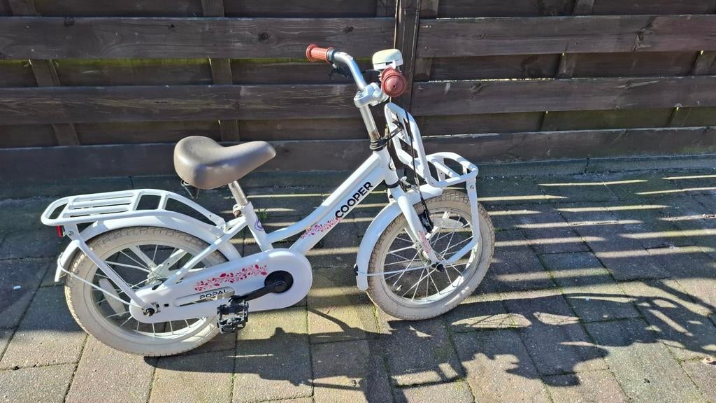 Popal Cooper kinderfiets 16 inch wit, Fietsen en Brommers, Fietsen | Kinderfietsjes, Gebruikt, 16 tot 20 inch, Ophalen