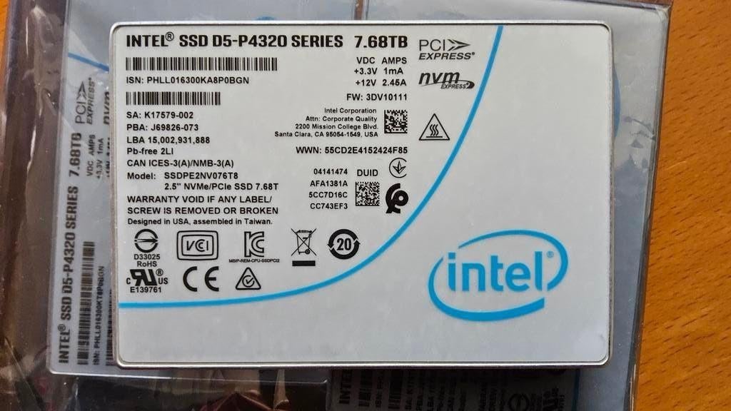 INTEL SSD D5-P4320 7.68 TB NVMe U.2, Computers en Software, Harde schijven, Intern, Server, SSD, Intel
