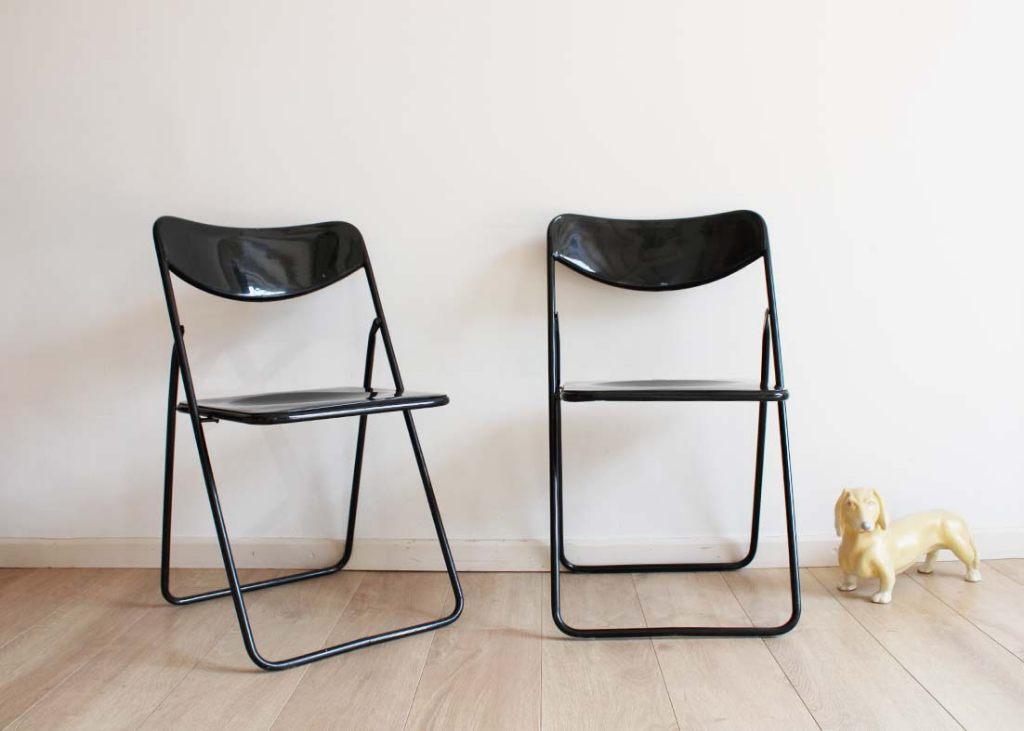 Zwarte vintage klapstoelen -Ted- IKEA. Niels Gammelgaard, Ophalen, Twee, O, Ikea