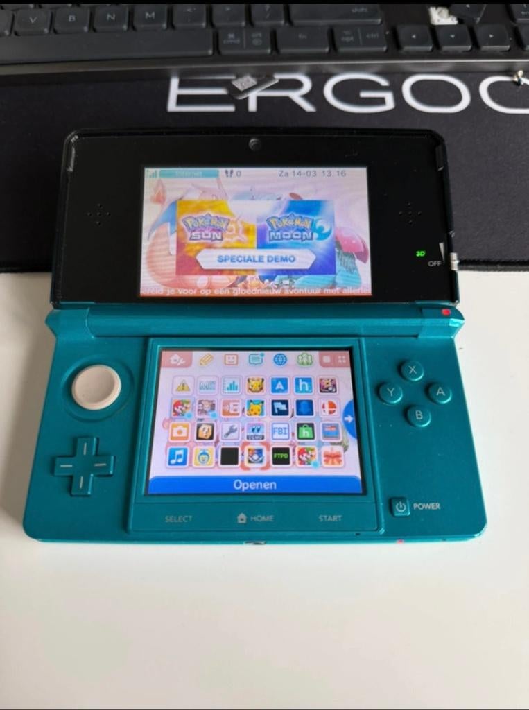 Nintendo 3DS Aqua Blue – Werkend – Goede staat, Ophalen of Verzenden, Zo goed als nieuw, Blauw, 3DS