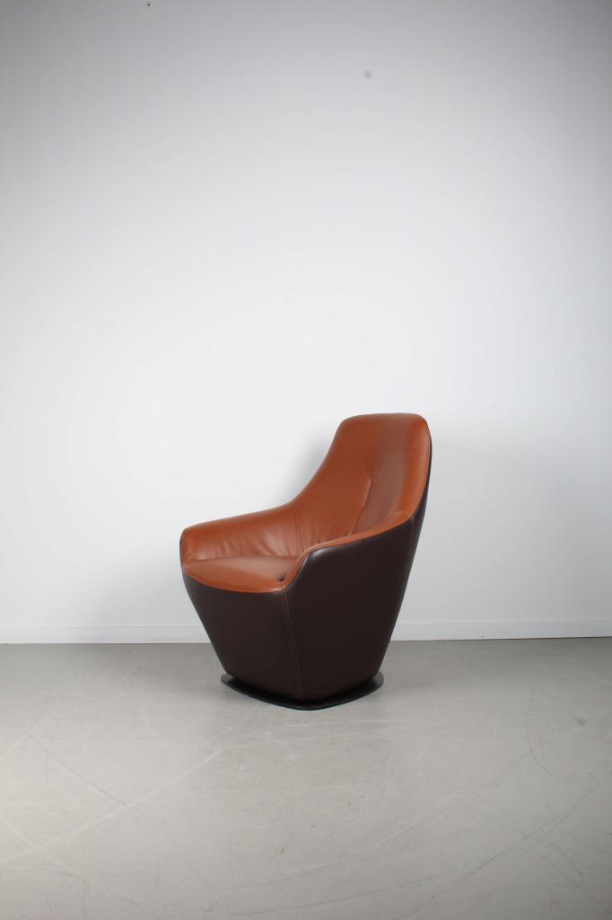 1x Leolux Cantate Fauteuil Cognac/Bruin – Leer, Niet ingevuld, Minder dan 75 cm, Niet ingevuld, Ophalen of Verzenden