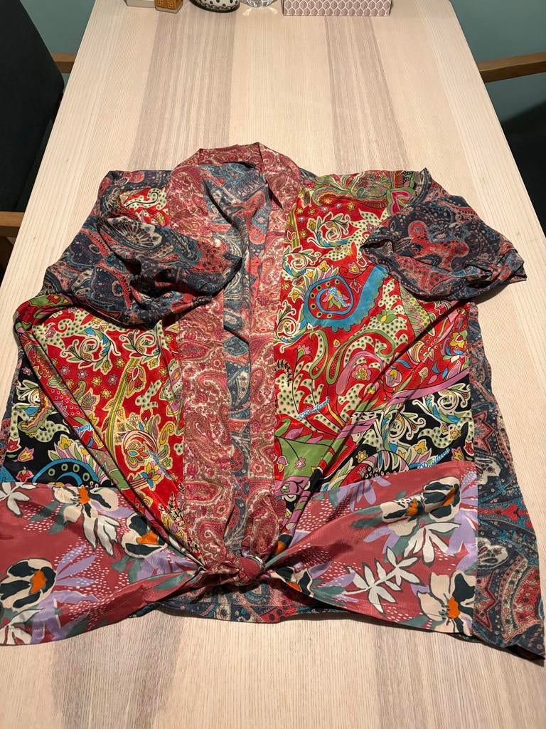 Wauw Kimono met kleurrijke print, Ophalen of Verzenden, Zo goed als nieuw, Maat 42/44 (L), Overige kleuren