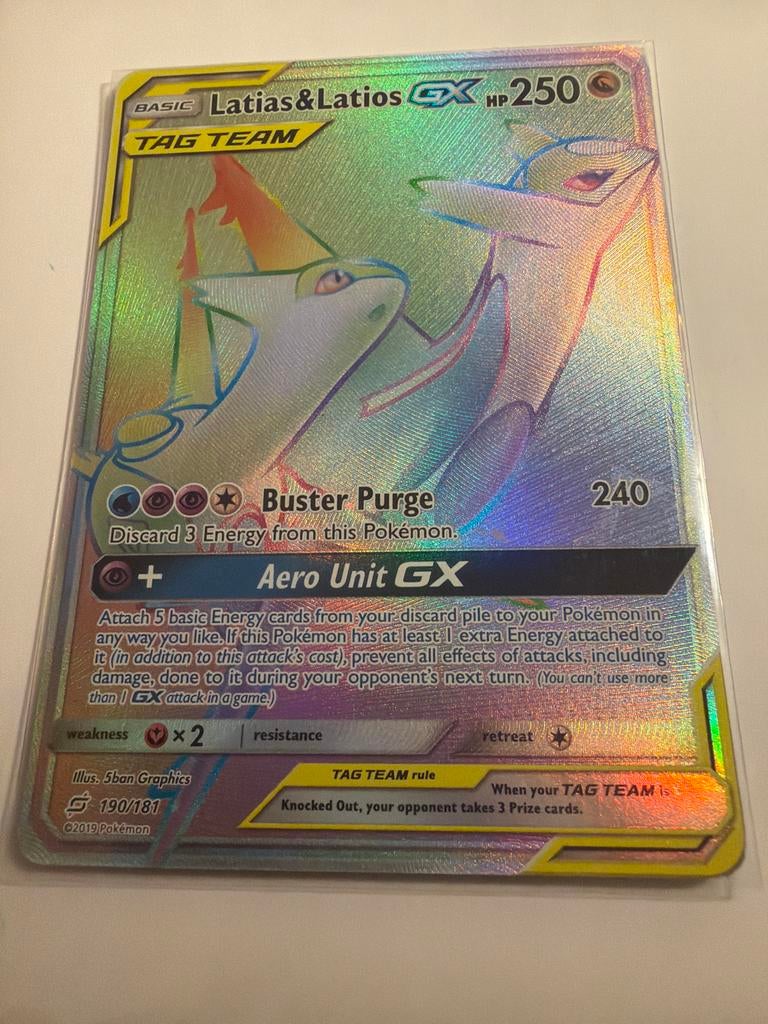 Latias & Latios GX TAG TEAM 190/181 Pokémon kaart, Ophalen of Verzenden, Losse kaart, Foil