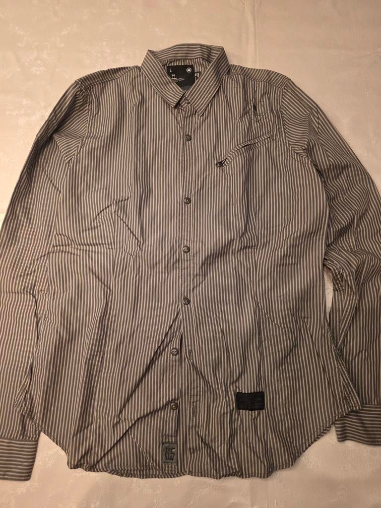 G-Star RAW gestreept vrouwen overhemd maat L, Ophalen of Verzenden, Zo goed als nieuw, Grijs