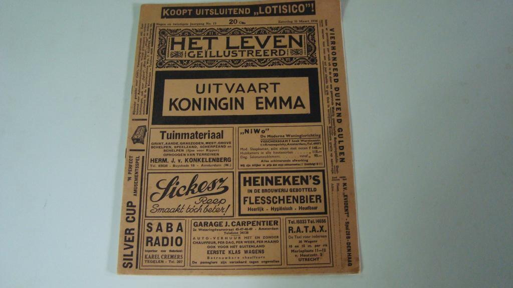 uitvaart Koningin Emma, Verzenden, Zo goed als nieuw, Nederland, Tijdschrift of Boek