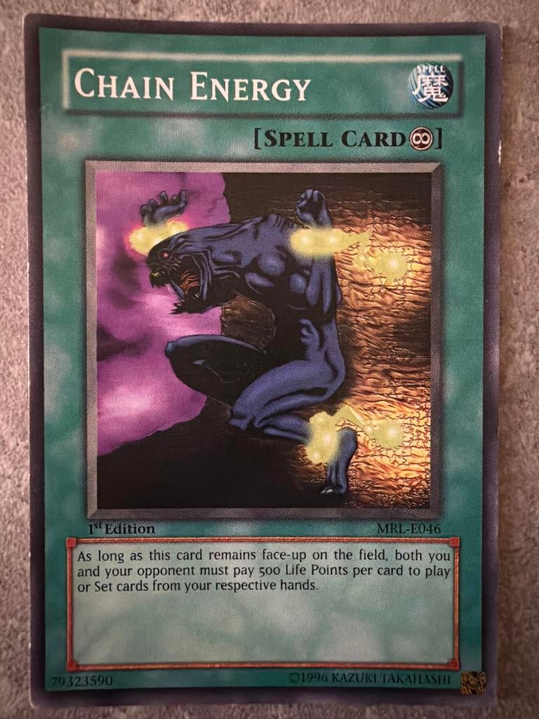 Yu-Gi-Oh! Chain Energy Spell Card 1st Edition MRL-E046, Hobby en Vrije tijd, Verzamelkaartspellen | Yu-gi-Oh!, Gebruikt, Losse kaart
