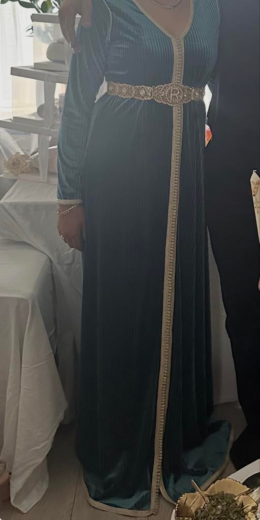 Groene Marokkaanse kaftan, maat M, Maat 38/40 (M), Overige typen, Ophalen of Verzenden, Gedragen