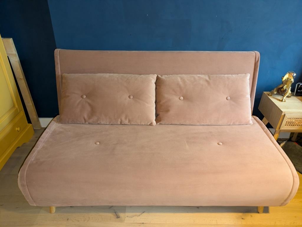 Fijne roze slaapbank van Made, Ophalen, Overige kleuren, Tweepersoons, Zo goed als nieuw