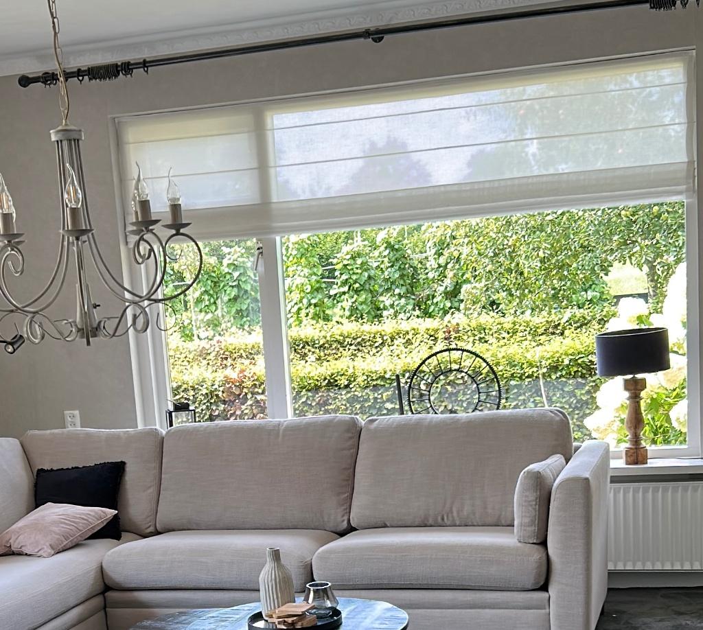 4 vouwgordijnen vast (niet verstelbaar), Huis en Inrichting, Gebruikt, Ophalen of Verzenden, 200 cm of meer, Minder dan 100 cm