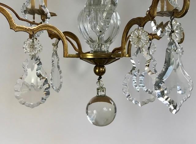 Klassieke Franse kroonluchter met kristal glaswerk, Ophalen of Verzenden, Gebruikt, Glas