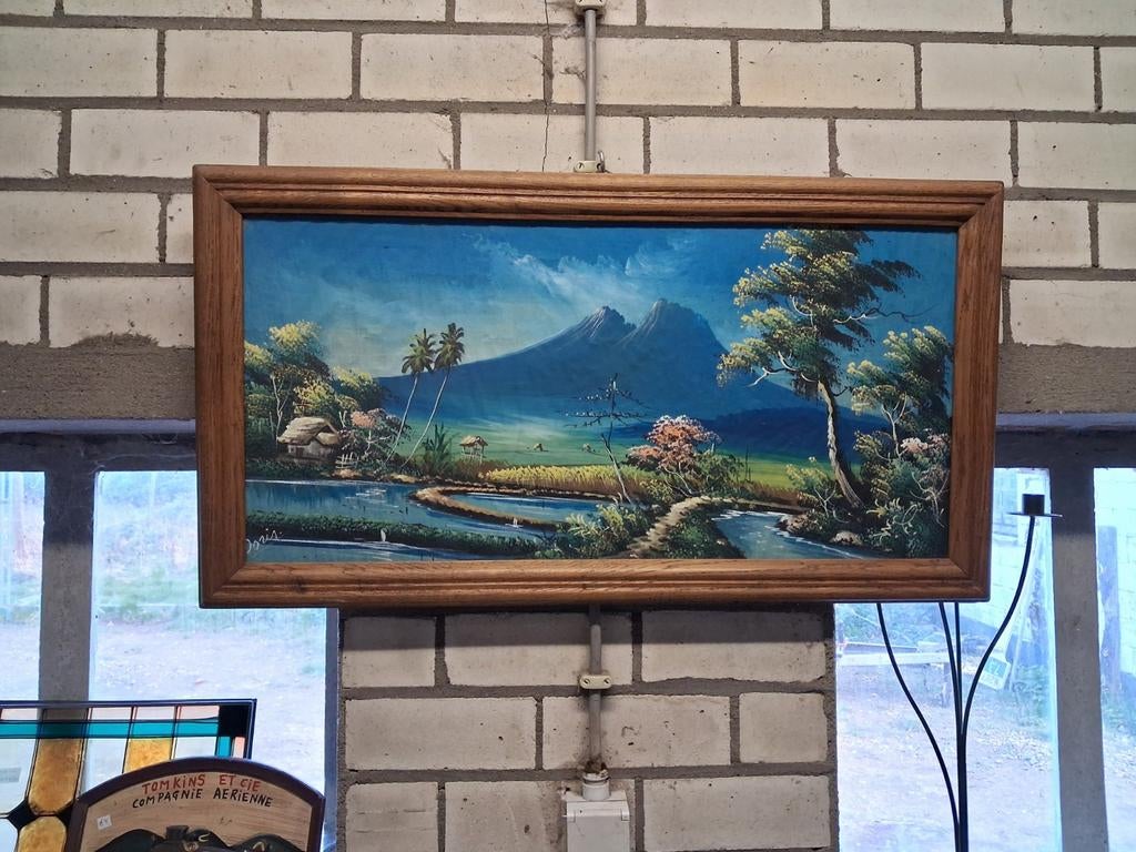 Schilderij met berglandschap en water, Ophalen