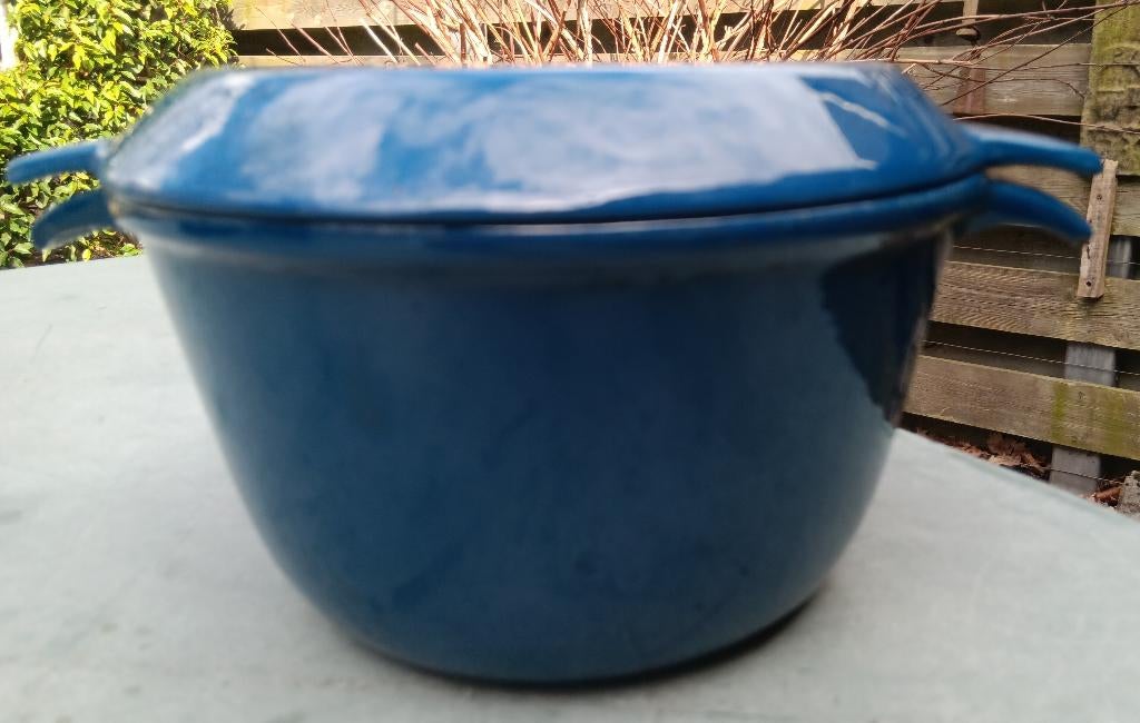 Vintage COPCO Michael Lax gietijzer kobalt blauw (G245), Kookpan of Snelkookpan, Gebruikt, Gietijzer, Ophalen of Verzenden