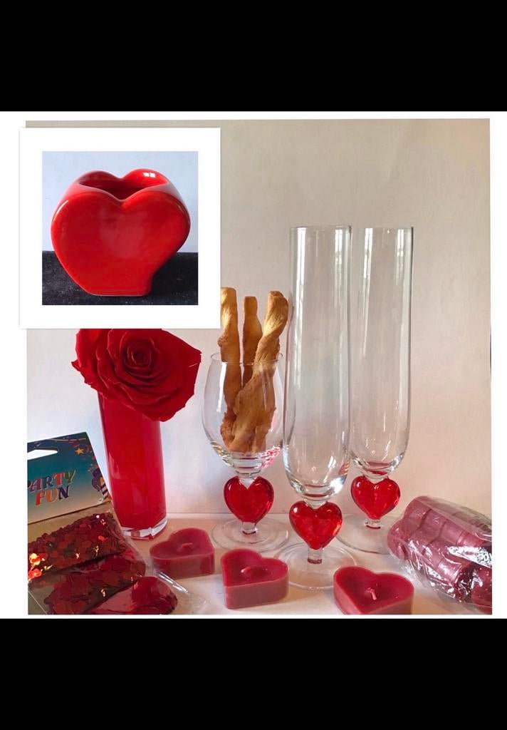 Huwelijksaanzoek, Valentijn, glas met hartjes kaars lichtjes, Ophalen of Verzenden, Nieuw