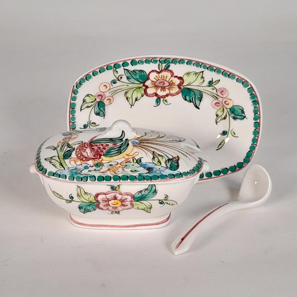 Vintage sauskom op schotel - Anfora Agueda Portugal 1980's, Ophalen of Verzenden