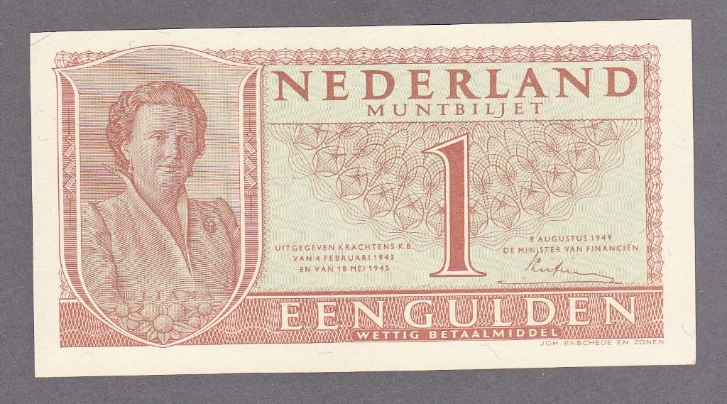 1 gulden 1949 aUNC 2e cijfertype 2MF095197 - P72, AV7.1a.2, Verzenden, 1 gulden