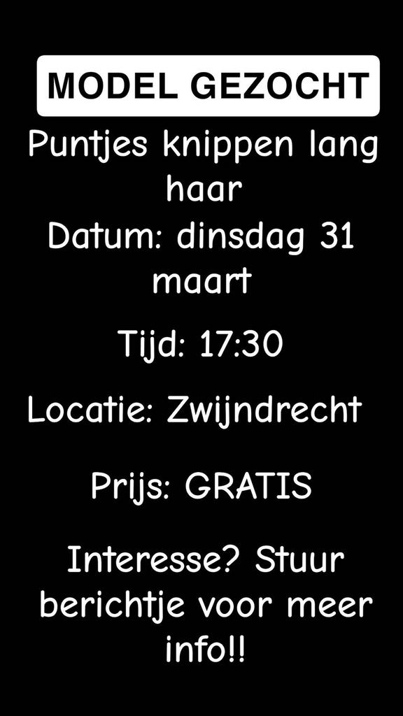 Model gezocht puntjes knippen lang haar, Eén persoon, Overige soorten, Overige typen