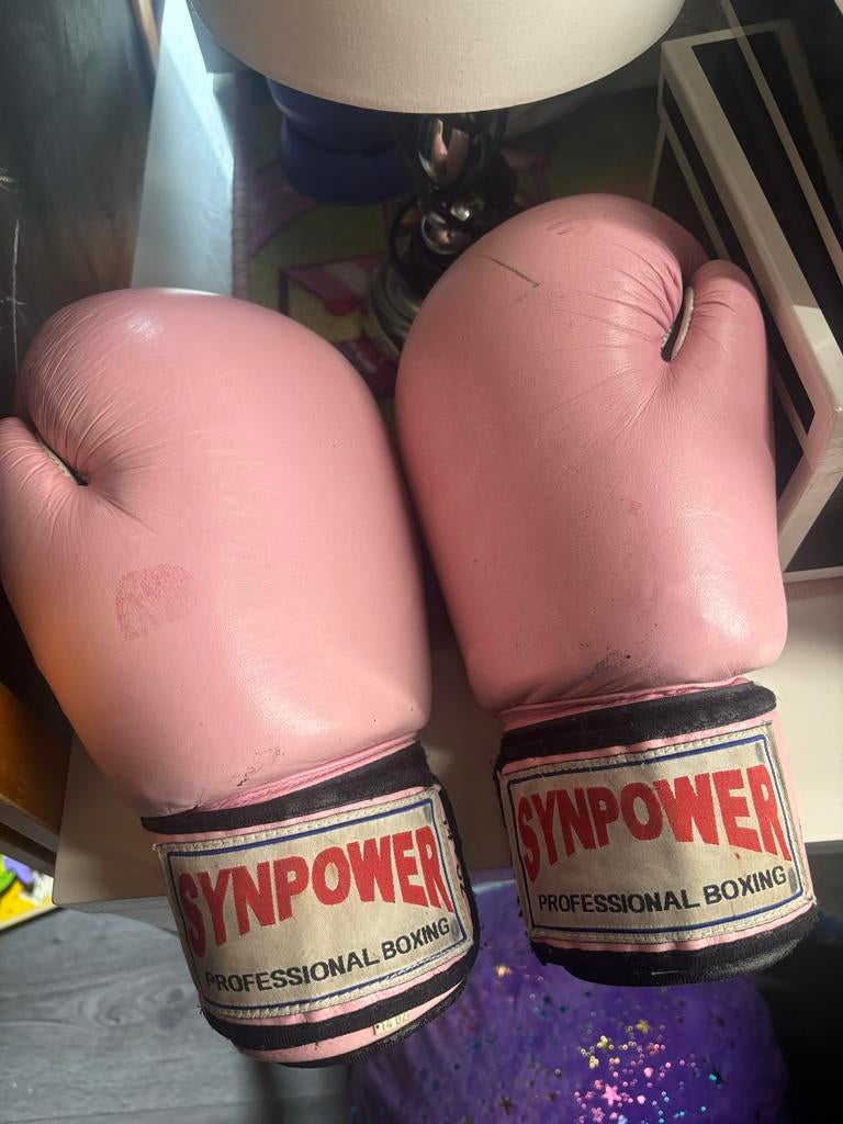 Roze Meisjes Kickbokshandschoenen 14oz - Synpower, Ophalen, Gebruikt, Bokshandschoenen