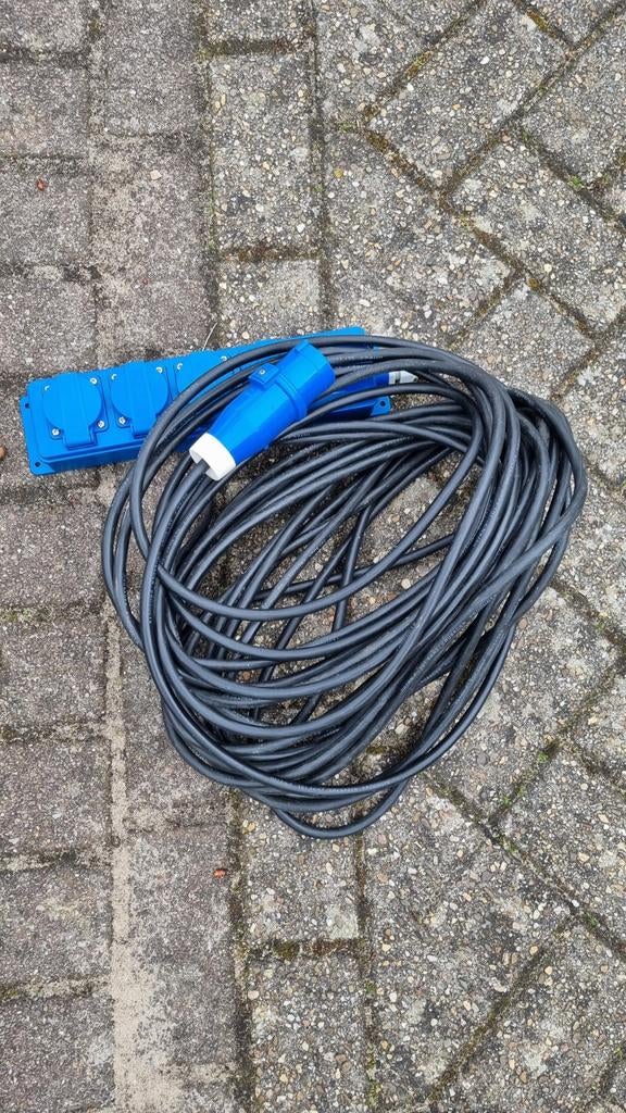 CEE verlengkabel met 4-weg stekkerdoos, 20m, Ophalen of Verzenden