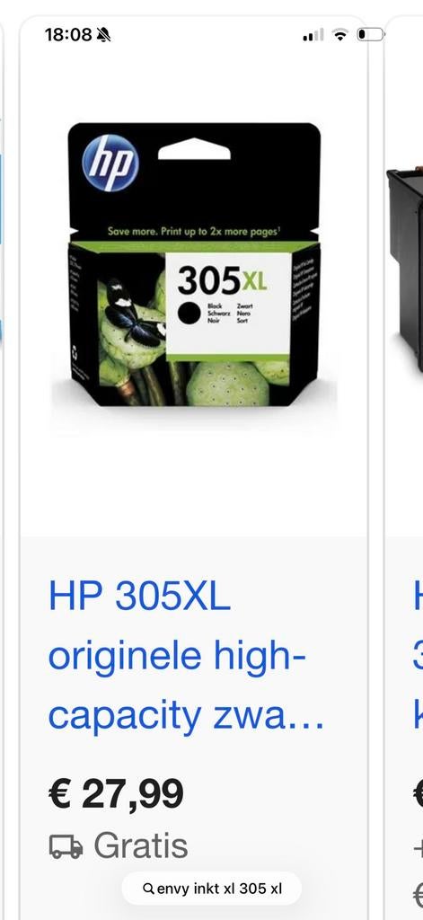 Inkt hp, Computers en Software, Printerbenodigdheden, Ophalen of Verzenden, Zo goed als nieuw