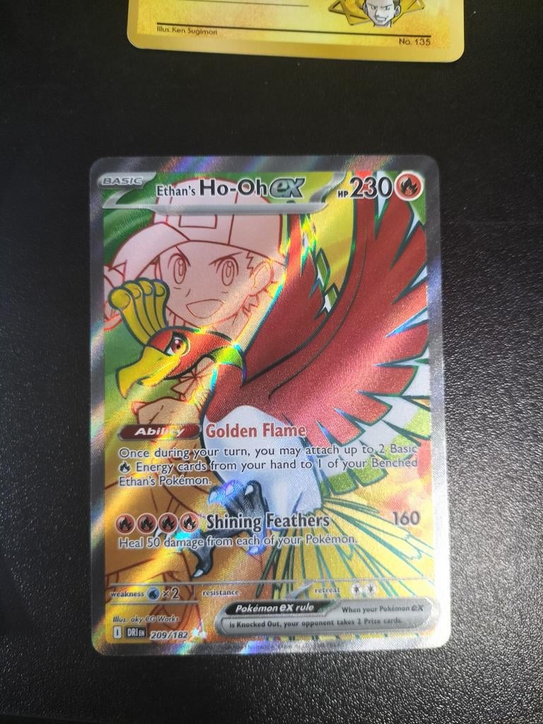 Ethan's Ho-Oh ex Pokémon kaart (209/182) - Full Art, Ophalen of Verzenden, Zo goed als nieuw, Losse kaart, Foil