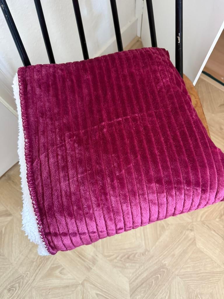 Hema plaid deken zgan bordeauxrood 130x150cm, Ophalen of Verzenden, Zo goed als nieuw
