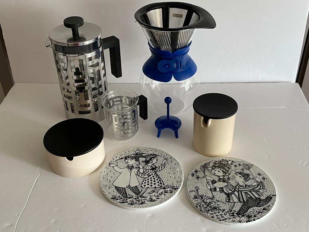 Bodum Cafetière+Pour Over, Stelton, Bjorn Wiinblad tegels, Ophalen, Gebruikt