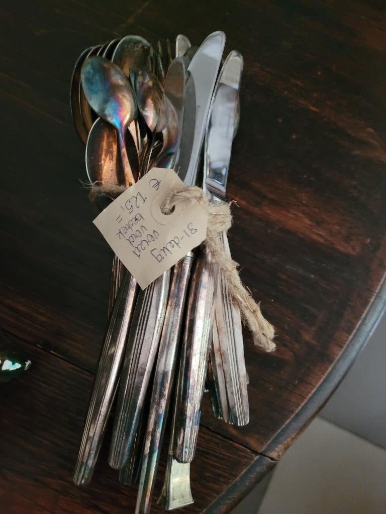 Lotje  bijna antiek bestek zwaar verzilverd 31-delig, Ophalen of Verzenden