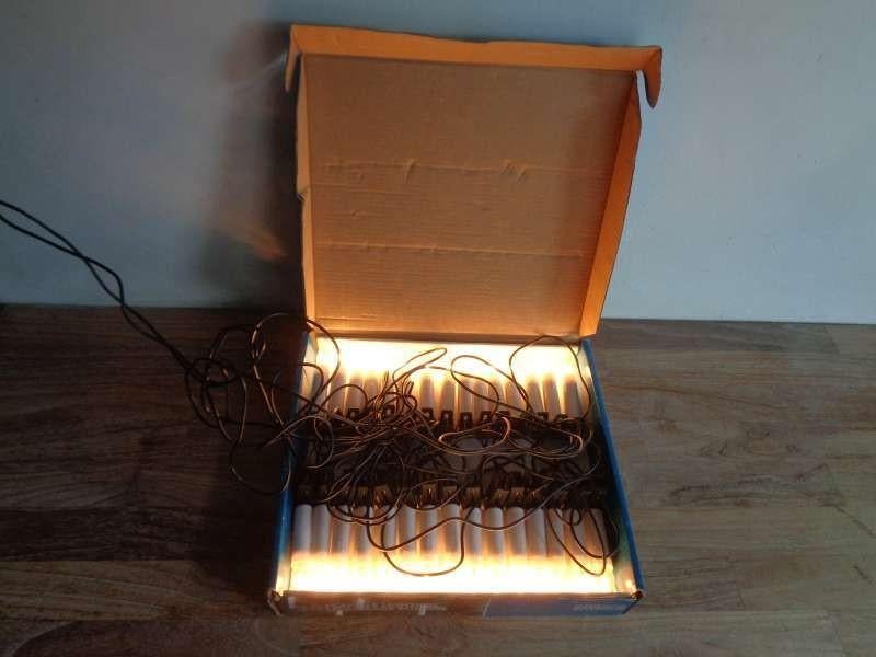 Oude kerstverlichting 30 kaarslampjes kerst € 20 per doos, Ophalen of Verzenden, Zo goed als nieuw