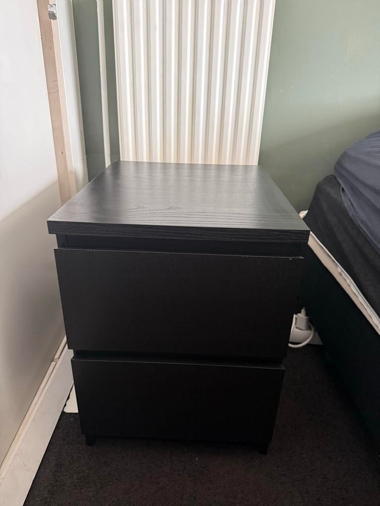 2x IKEA Nachtkastje met Lades - Donkerbruin/Zwart, Ophalen, Minder dan 45 cm, Zo goed als nieuw, Minder dan 55 cm
