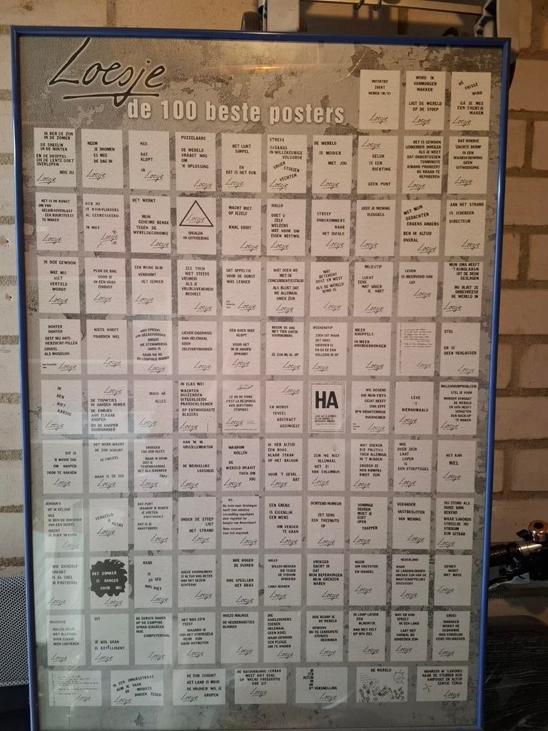 Loesje: De 100 Beste Posters - Ingelijst, Verzamelen, Posters, Met lijst, Ophalen of Verzenden, A1 t/m A3, Overige onderwerpen