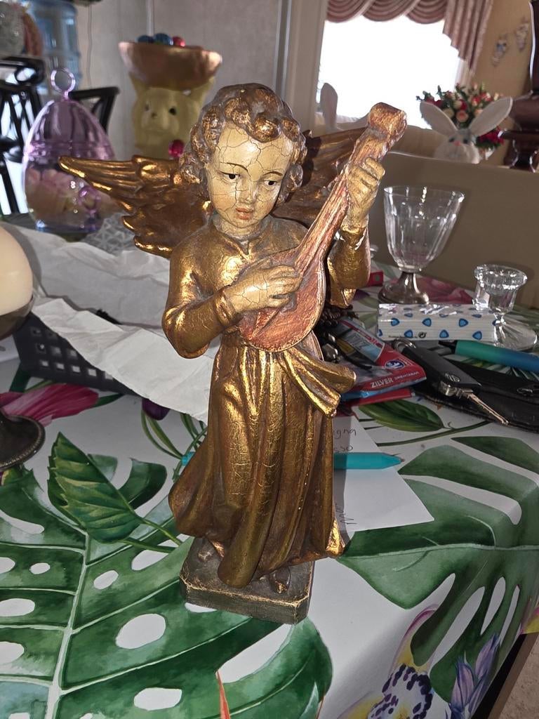 Religie engel lindenhout antiek, Ophalen of Verzenden