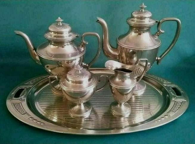 Art Deco koffie en thee servies met dienblad 55 x 31,5 cm, Ophalen of Verzenden