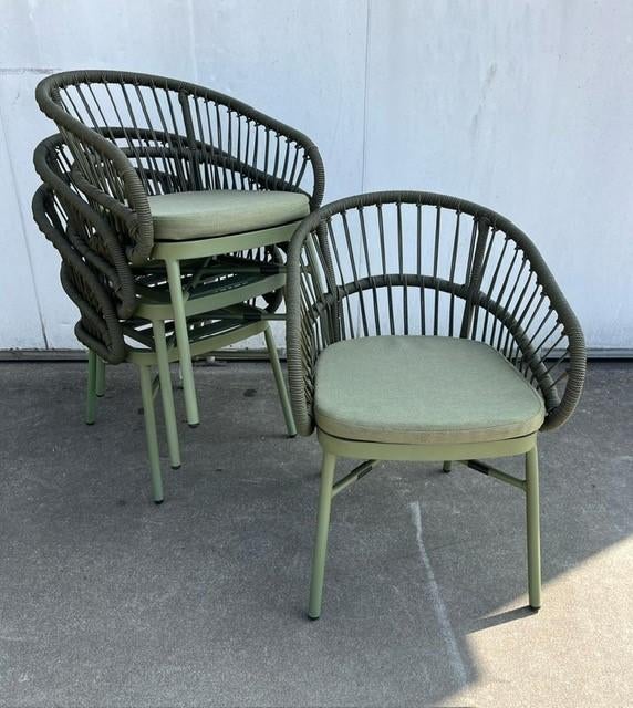 54 stuks mooie luxe outdoor horeca terras stoelen groen, Ophalen, Overige kleuren, Zo goed als nieuw, Metaal