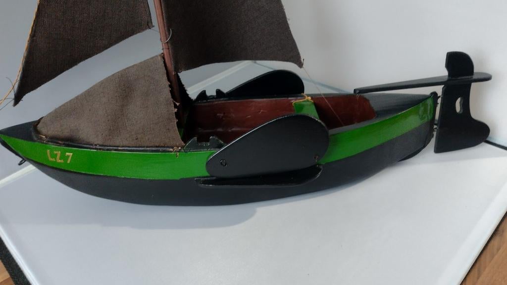 Mooie houten zalm schouw / platbodem, Ophalen of Verzenden, Gebruikt