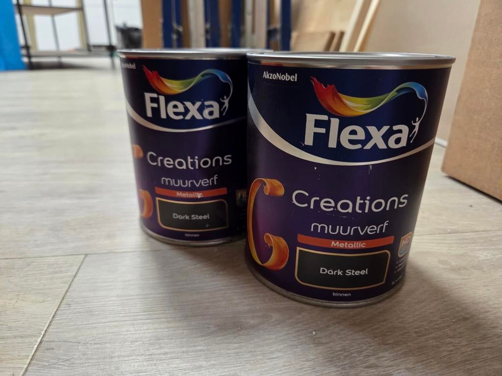2x NIEUW Flexa Creations Metallic – Dark Steel, Minder dan 5 liter, Ophalen of Verzenden, Nieuw, Verf