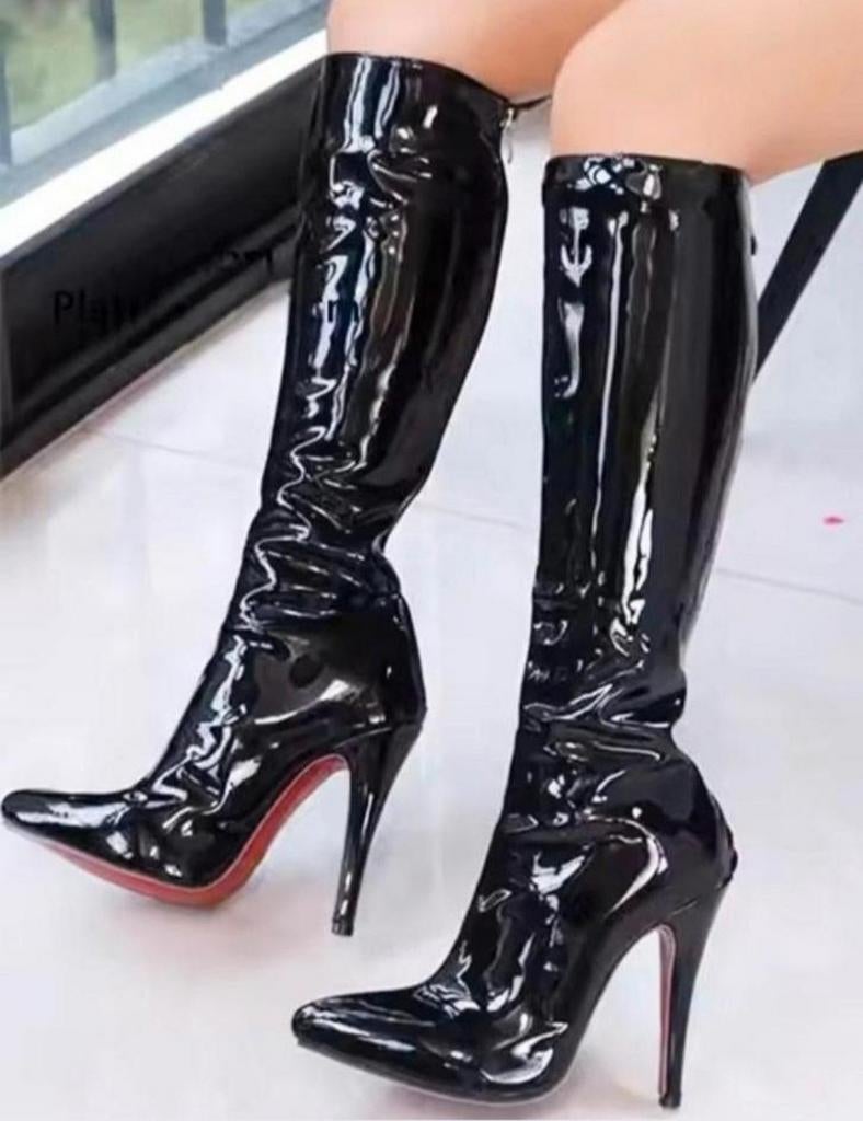 Mooie glanslaarzen, tm 46, Verzenden, Nieuw, Zwart, Hoge laarzen