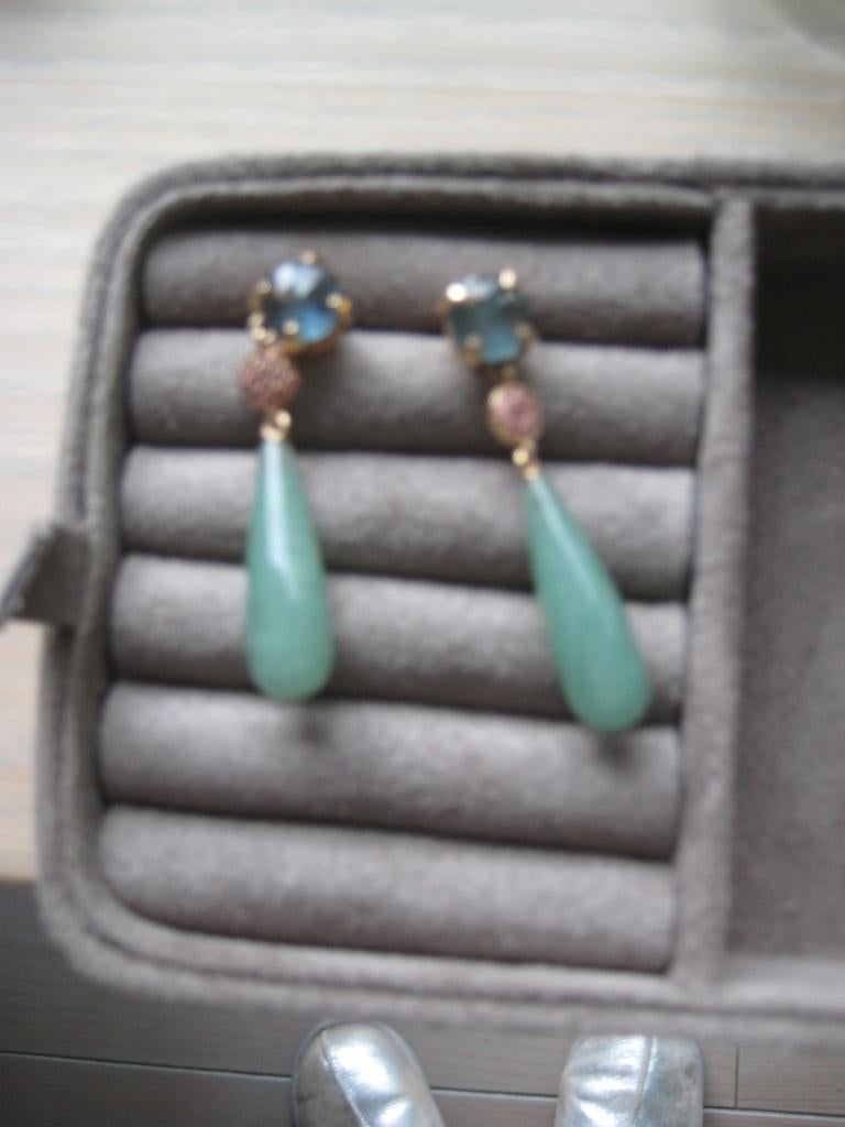 Bron oorbellen, Sieraden, Tassen en Uiterlijk, Oorbellen, Nieuw, Hangers, Goud, Goud, Met edelsteen, Ophalen of Verzenden