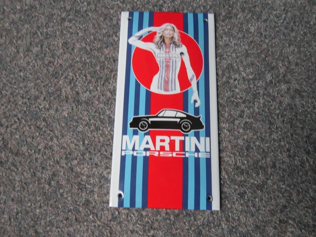 PORSCHE MARTINI EMAILLE RECLAMEBORD, Verzamelen, Merken en Reclamevoorwerpen, Ophalen, Zo goed als nieuw, Reclamebord
