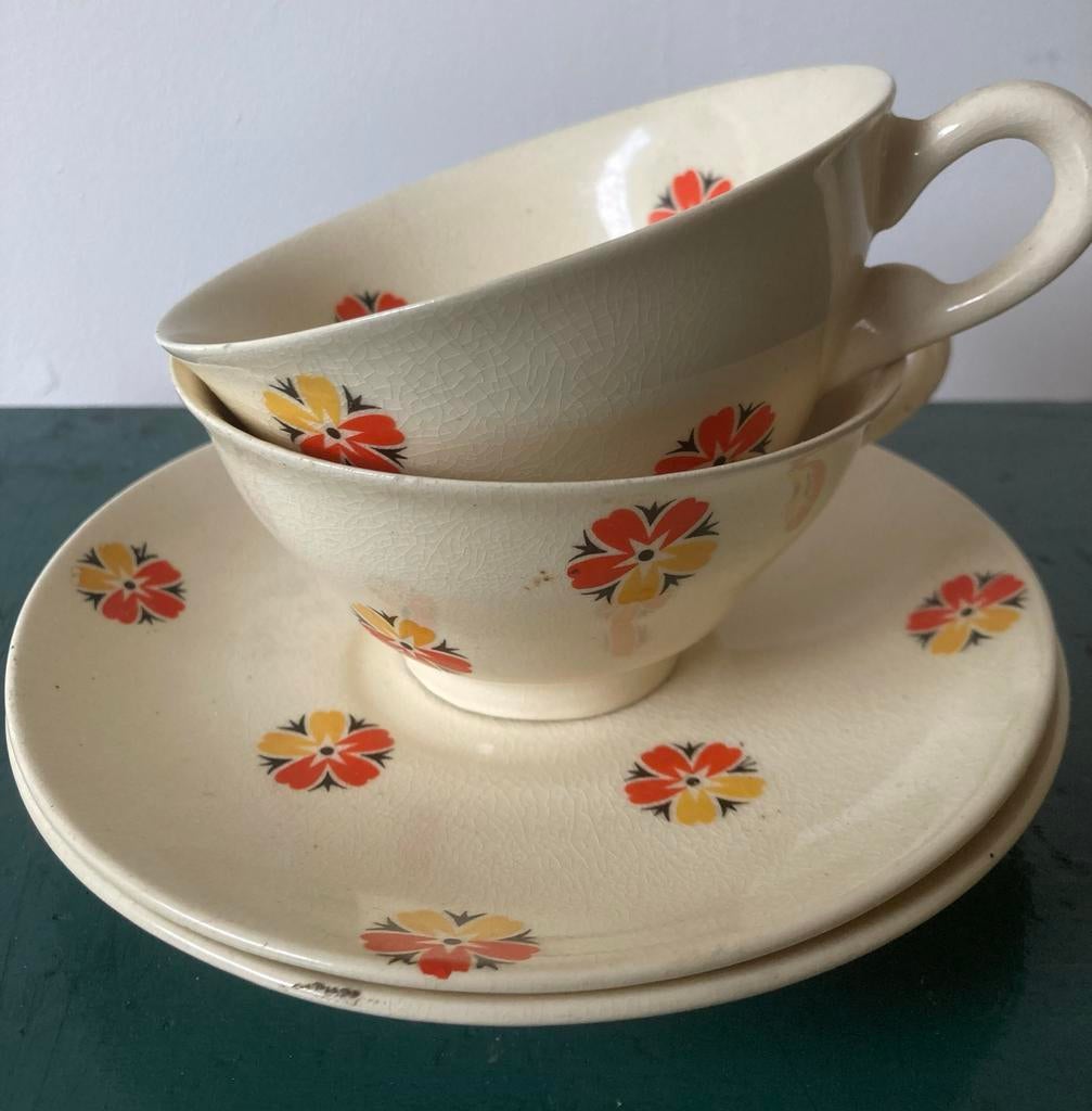 Vintage springend hert PZH kopjes en schotels, Antiek en Kunst, Ophalen of Verzenden