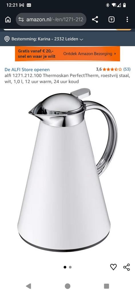 Alfi thermoskan ZGAN, Ophalen, Zo goed als nieuw